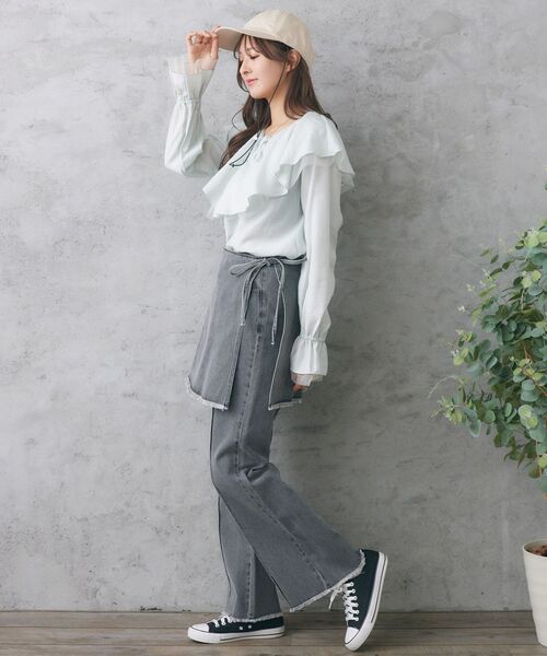 RETRO GIRL(レトロガール)の「袖チュールフリル襟ブラウス(シャツ/ブラウス・レディース・ブラック/オフホワイト/グリーン・FREE)」の16枚目の写真