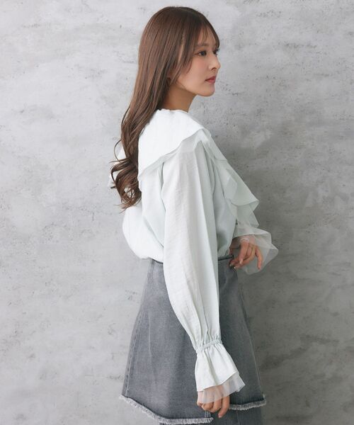 RETRO GIRL(レトロガール)の「袖チュールフリル襟ブラウス(シャツ/ブラウス・レディース・ブラック/オフホワイト/グリーン・FREE)」の21枚目の写真