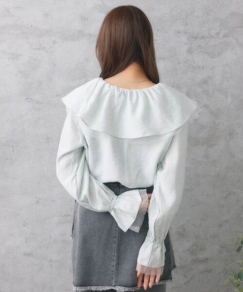 RETRO GIRL(レトロガール)の「袖チュールフリル襟ブラウス(シャツ/ブラウス・レディース・ブラック/オフホワイト/グリーン・FREE)」の22枚目の写真