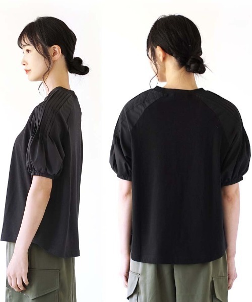 e-zakkamania stores(イーザッカマニアストアーズ)の「タックスリーブ プルオーバー(Tシャツ/カットソー・レディース・オフホワイト/ブラック・M)」の7枚目の写真