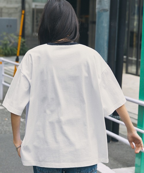 U.S. POLO ASSN.(ユーエスポロアッスン)の「U.S. POLO ASSN. /ユーエスポロアッスン 別注 オーバーサイズ ロゴデザイン 半袖Tシャツ(Tシャツ/カットソー・レディース・ネイビー/スミクロ/ホワイト系2/ホワイト系1/オートミール/グレー系1/ネイビー系2/チャコールグレー/オフホワイト・FREE)」の16枚目の写真