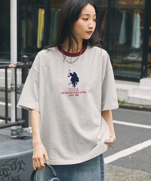 U.S. POLO ASSN.(ユーエスポロアッスン)の「U.S. POLO ASSN. /ユーエスポロアッスン 別注 オーバーサイズ ロゴデザイン 半袖Tシャツ(Tシャツ/カットソー・レディース・ネイビー/スミクロ/ホワイト系2/ホワイト系1/オートミール/グレー系1/ネイビー系2/チャコールグレー/オフホワイト・FREE)」の22枚目の写真