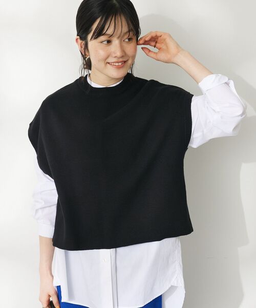 CRAFT STANDARD BOUTIQUE（クラフトスタンダードブティック）の「配色クルーネックニットベスト（ベスト・レディース・ネイビー/ブラック/アイボリー・FREE）」の4枚目の写真