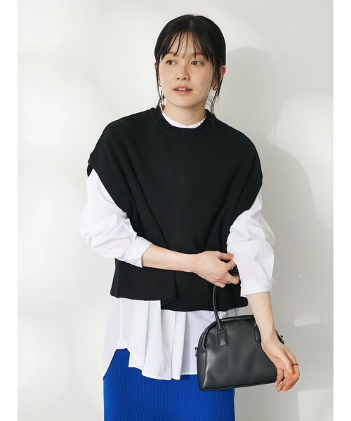 CRAFT STANDARD BOUTIQUE（クラフトスタンダードブティック）の「配色クルーネックニットベスト（ベスト・レディース・ネイビー/ブラック/アイボリー・FREE）」の10枚目の写真