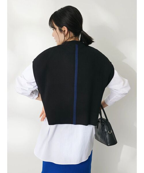 CRAFT STANDARD BOUTIQUE（クラフトスタンダードブティック）の「配色クルーネックニットベスト（ベスト・レディース・ネイビー/ブラック/アイボリー・FREE）」の12枚目の写真