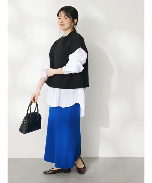 CRAFT STANDARD BOUTIQUE（クラフトスタンダードブティック）の「配色クルーネックニットベスト（ベスト・レディース・ネイビー/ブラック/アイボリー・FREE）」の14枚目の写真