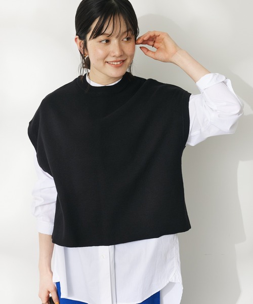 CRAFT STANDARD BOUTIQUE（クラフトスタンダードブティック）の「配色クルーネックニットベスト（ベスト・レディース・ネイビー/ブラック/アイボリー・FREE）」の3枚目の写真