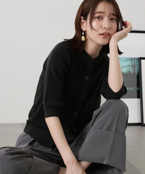 N.（N. Natural Beauty Basic）（エヌエヌナチュラルビューティーベーシック）の「◆ブークレコンパクトニットカーディガン（カーディガン/ボレロ・レディース・ホワイト/グリーン/スミクロ/オレンジ・MEDIUM）」の9枚目の写真