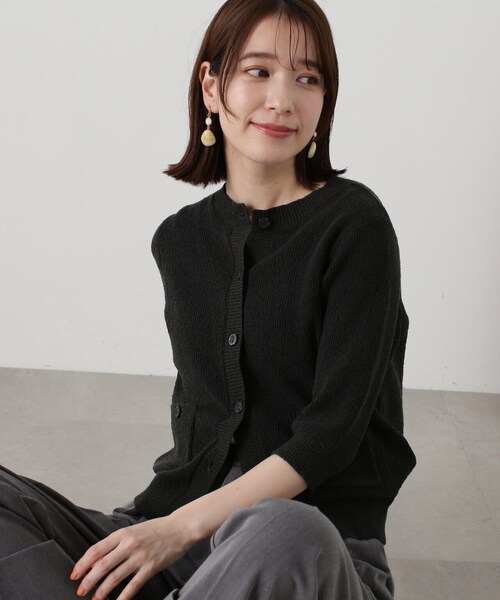 N.（N. Natural Beauty Basic）（エヌエヌナチュラルビューティーベーシック）の「◆ブークレコンパクトニットカーディガン（カーディガン/ボレロ・レディース・ホワイト/グリーン/スミクロ/オレンジ・MEDIUM）」の10枚目の写真