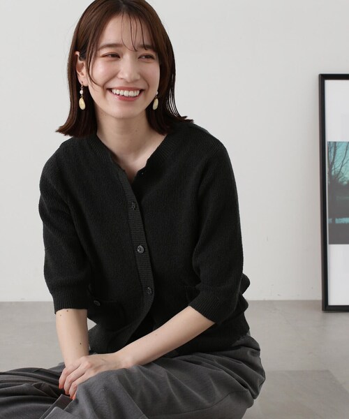 N.（N. Natural Beauty Basic）（エヌエヌナチュラルビューティーベーシック）の「◆ブークレコンパクトニットカーディガン（カーディガン/ボレロ・レディース・ホワイト/グリーン/スミクロ/オレンジ・MEDIUM）」の11枚目の写真