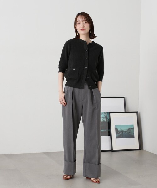 N.（N. Natural Beauty Basic）（エヌエヌナチュラルビューティーベーシック）の「◆ブークレコンパクトニットカーディガン（カーディガン/ボレロ・レディース・ホワイト/グリーン/スミクロ/オレンジ・MEDIUM）」の12枚目の写真