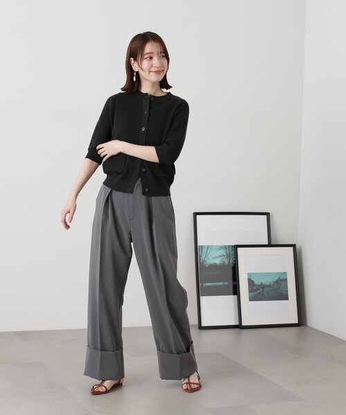 N.（N. Natural Beauty Basic）（エヌエヌナチュラルビューティーベーシック）の「◆ブークレコンパクトニットカーディガン（カーディガン/ボレロ・レディース・ホワイト/グリーン/スミクロ/オレンジ・MEDIUM）」の13枚目の写真