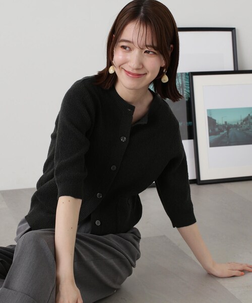 N.（N. Natural Beauty Basic）（エヌエヌナチュラルビューティーベーシック）の「◆ブークレコンパクトニットカーディガン（カーディガン/ボレロ・レディース・ホワイト/グリーン/スミクロ/オレンジ・MEDIUM）」の15枚目の写真