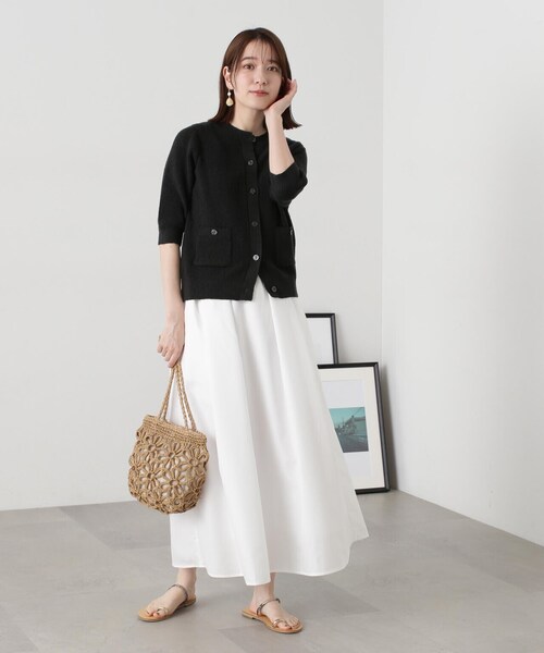 N.（N. Natural Beauty Basic）（エヌエヌナチュラルビューティーベーシック）の「◆ブークレコンパクトニットカーディガン（カーディガン/ボレロ・レディース・ホワイト/グリーン/スミクロ/オレンジ・MEDIUM）」の16枚目の写真