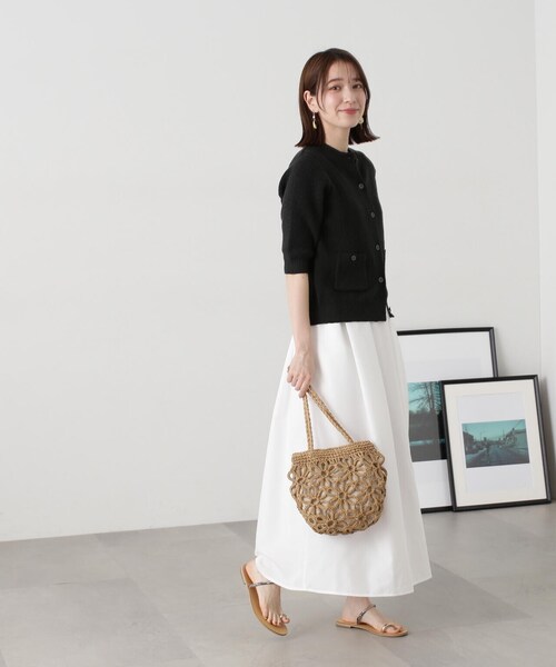 N.（N. Natural Beauty Basic）（エヌエヌナチュラルビューティーベーシック）の「◆ブークレコンパクトニットカーディガン（カーディガン/ボレロ・レディース・ホワイト/グリーン/スミクロ/オレンジ・MEDIUM）」の17枚目の写真