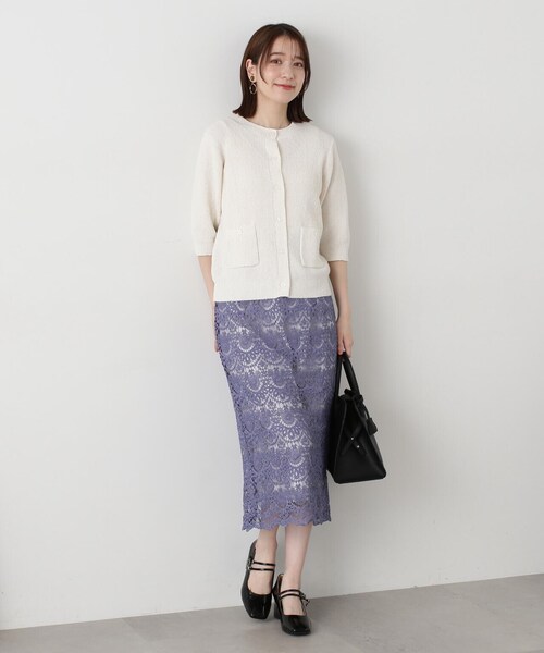 N.（N. Natural Beauty Basic）（エヌエヌナチュラルビューティーベーシック）の「◆ブークレコンパクトニットカーディガン（カーディガン/ボレロ・レディース・ホワイト/グリーン/スミクロ/オレンジ・MEDIUM）」の21枚目の写真