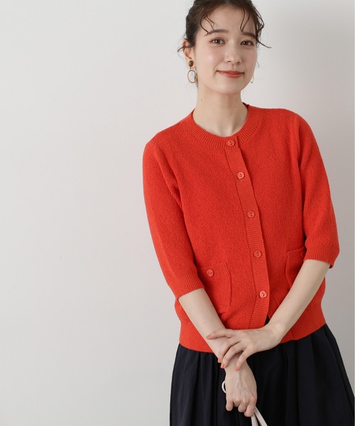 N.（N. Natural Beauty Basic）（エヌエヌナチュラルビューティーベーシック）の「◆ブークレコンパクトニットカーディガン（カーディガン/ボレロ・レディース・ホワイト/グリーン/スミクロ/オレンジ・MEDIUM）」の8枚目の写真