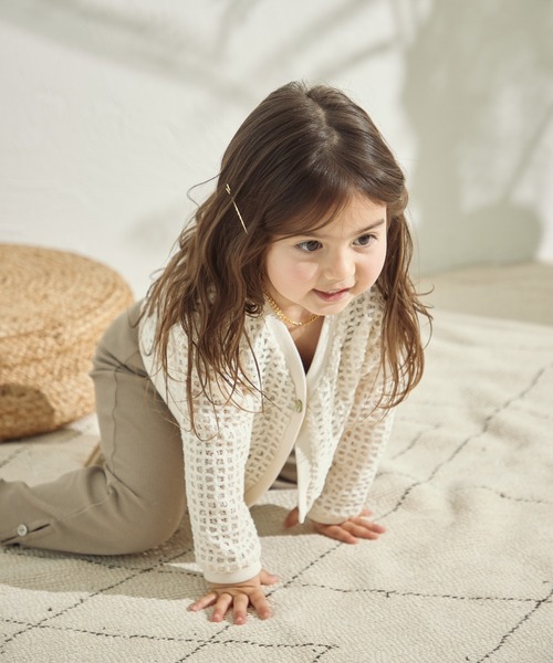 sea and shells by pairmanon（シーアンドシェルズバイペアマノン）の「【sea and shells by pairmanon】透かし編み風 カーディガン（その他ベビーウェア・キッズ・ブラウン/ホワイト/カーキ・90/80/110/100）」の18枚目の写真