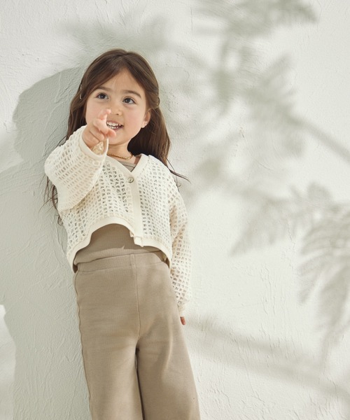 sea and shells by pairmanon（シーアンドシェルズバイペアマノン）の「【sea and shells by pairmanon】透かし編み風 カーディガン（その他ベビーウェア・キッズ・ブラウン/ホワイト/カーキ・90/80/110/100）」の4枚目の写真