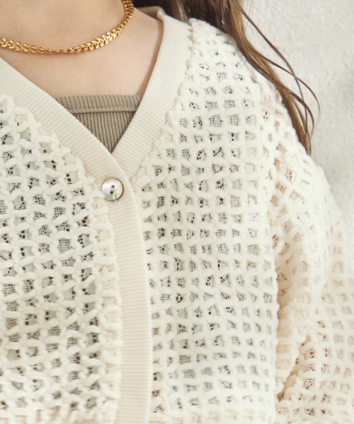 sea and shells by pairmanon（シーアンドシェルズバイペアマノン）の「【sea and shells by pairmanon】透かし編み風 カーディガン（その他ベビーウェア・キッズ・ブラウン/ホワイト/カーキ・90/80/110/100）」の5枚目の写真