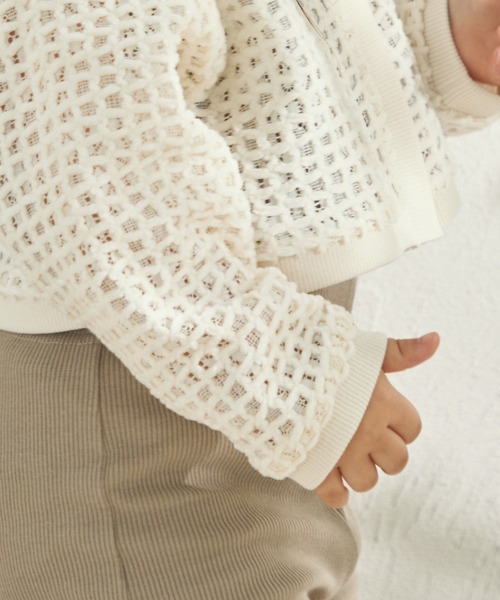 sea and shells by pairmanon（シーアンドシェルズバイペアマノン）の「【sea and shells by pairmanon】透かし編み風 カーディガン（その他ベビーウェア・キッズ・ブラウン/ホワイト/カーキ・90/80/110/100）」の8枚目の写真