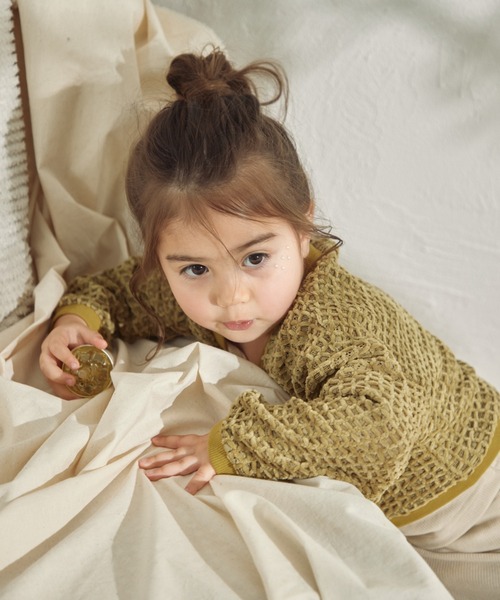 sea and shells by pairmanon（シーアンドシェルズバイペアマノン）の「【sea and shells by pairmanon】透かし編み風 カーディガン（その他ベビーウェア・キッズ・ブラウン/ホワイト/カーキ・90/80/110/100）」の14枚目の写真