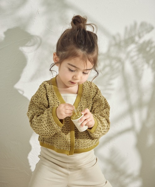 sea and shells by pairmanon（シーアンドシェルズバイペアマノン）の「【sea and shells by pairmanon】透かし編み風 カーディガン（その他ベビーウェア・キッズ・ブラウン/ホワイト/カーキ・90/80/110/100）」の15枚目の写真