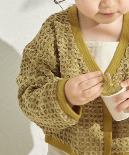 sea and shells by pairmanon（シーアンドシェルズバイペアマノン）の「【sea and shells by pairmanon】透かし編み風 カーディガン（その他ベビーウェア・キッズ・ブラウン/ホワイト/カーキ・90/80/110/100）」の16枚目の写真