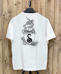 schott（ショット）の「CREST DRAGON EMB ヘンリーネック半袖Tシャツ（Tシャツ/カットソー・メンズ）」