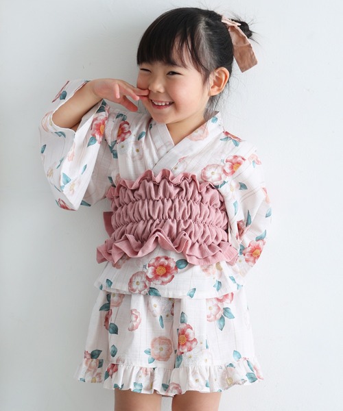 Amazon.co.jp: 白レース付き女の子用浴衣ドレス H690 SMサイズ