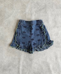 CALMIA | フラワーPTデニムフリルキュロットパンツ（80～150cm）(デニムパンツ)