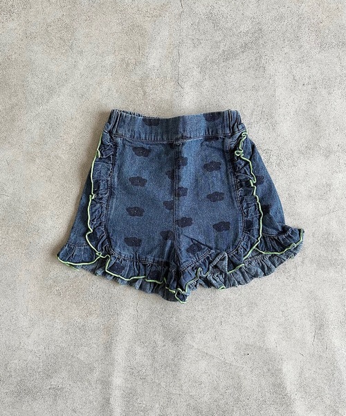 CALMIA（カルミア）の「フラワーPTデニムフリルキュロットパンツ