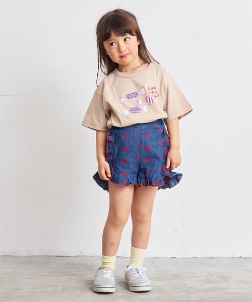 CALMIA（カルミア）の「フラワーPTデニムフリルキュロットパンツ（80～150cm）（デニムパンツ・キッズ・ブルー/ネイビー・100/150/140/110/90/80/130/120）」の10枚目の写真