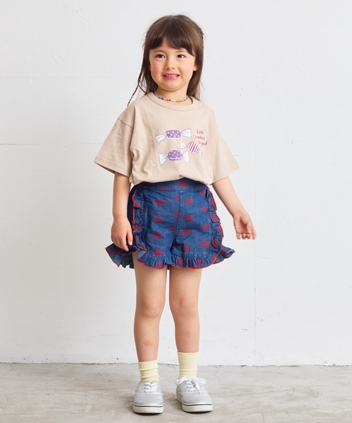 CALMIA（カルミア）の「フラワーPTデニムフリルキュロットパンツ（80～150cm）（デニムパンツ・キッズ・ブルー/ネイビー・100/150/140/110/90/80/130/120）」の9枚目の写真