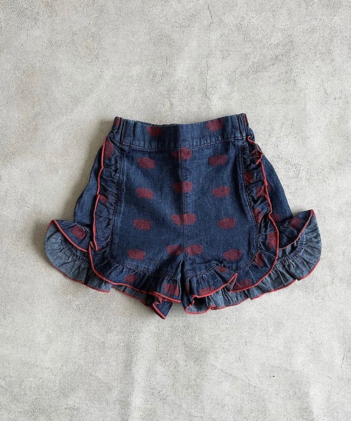 CALMIA（カルミア）の「フラワーPTデニムフリルキュロットパンツ（80～150cm）（デニムパンツ・キッズ・ブルー/ネイビー・100/150/140/110/90/80/130/120）」の7枚目の写真