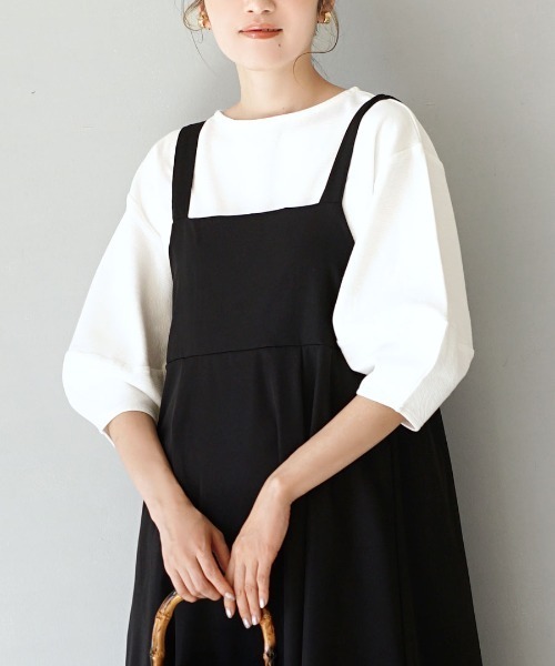 zootie（ズーティー）の「ふっくらカットソー バルーンスリーブ プルオーバー（Tシャツ/カットソー・レディース・グレイッシュブルー/アイボリー/ブラック/ホワイト/ライトグレー/ライム/グリーン/モカ/ラベンダー/ネイビー/オレンジ/イエロー系その他/ブラウン系その他/ワインレッド・フリー）」の2枚目の写真