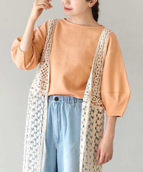zootie（ズーティー）の「ふっくらカットソー バルーンスリーブ プルオーバー（Tシャツ/カットソー・レディース・グレイッシュブルー/アイボリー/ブラック/ホワイト/ライトグレー/ライム/グリーン/モカ/ラベンダー/ネイビー/オレンジ/イエロー系その他/ブラウン系その他/ワインレッド・フリー）」の14枚目の写真