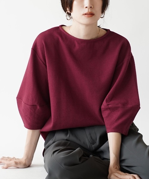 zootie（ズーティー）の「ふっくらカットソー バルーンスリーブ プルオーバー（Tシャツ/カットソー・レディース・グレイッシュブルー/アイボリー/ブラック/ホワイト/ライトグレー/ライム/グリーン/モカ/ラベンダー/ネイビー/オレンジ/イエロー系その他/ブラウン系その他/ワインレッド・フリー）」の13枚目の写真