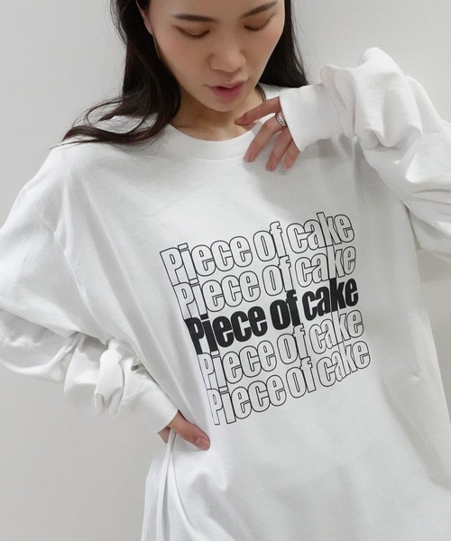 CORNERS(コーナーズ)の「piece of cakeプリント長袖Tシャツ(Tシャツ/カットソー・レディース・スミクロ/オフホワイト・L/M)」の2枚目の写真