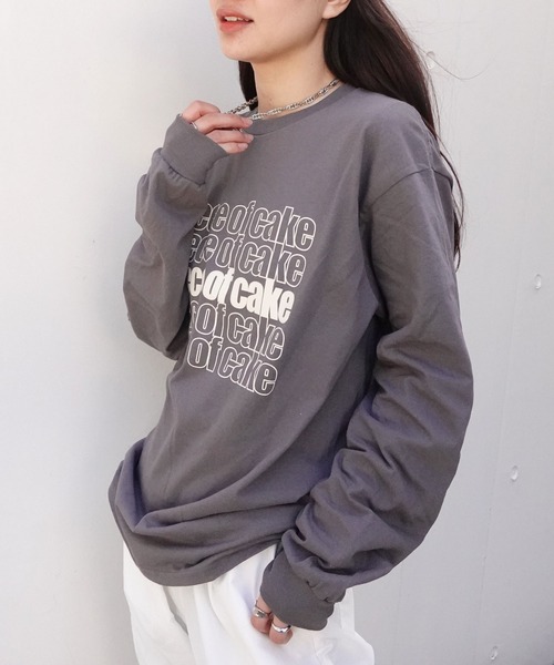 CORNERS(コーナーズ)の「piece of cakeプリント長袖Tシャツ(Tシャツ/カットソー・レディース・スミクロ/オフホワイト・L/M)」の1枚目の写真