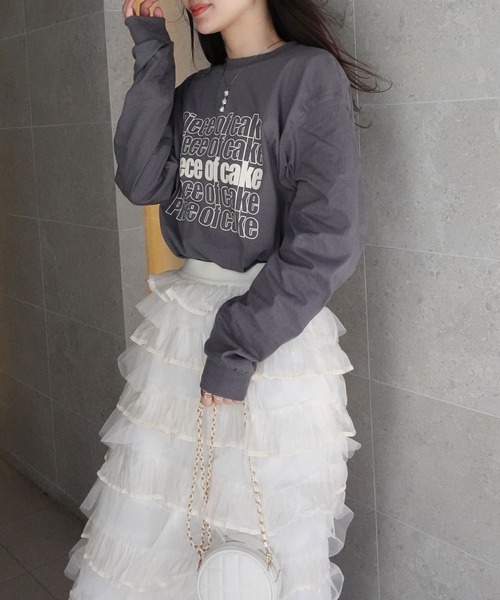 CORNERS(コーナーズ)の「piece of cakeプリント長袖Tシャツ(Tシャツ/カットソー・レディース・スミクロ/オフホワイト・L/M)」の5枚目の写真