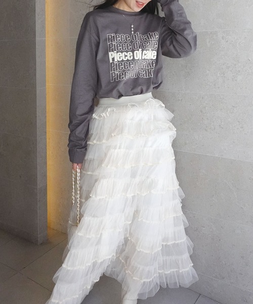CORNERS(コーナーズ)の「piece of cakeプリント長袖Tシャツ(Tシャツ/カットソー・レディース・スミクロ/オフホワイト・L/M)」の4枚目の写真