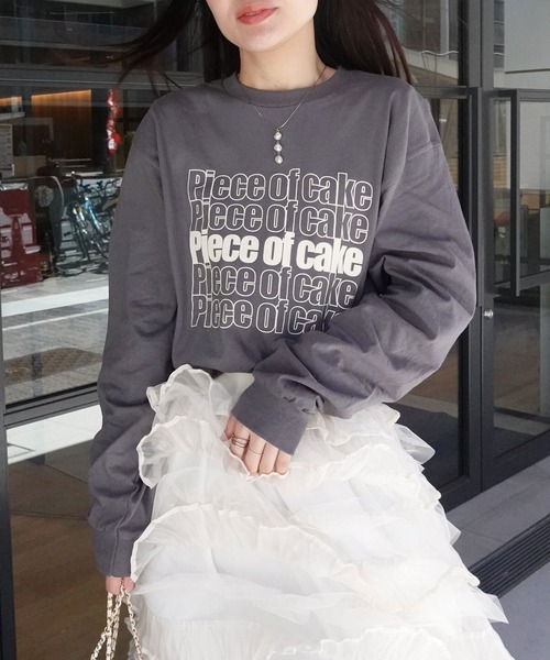 CORNERS(コーナーズ)の「piece of cakeプリント長袖Tシャツ(Tシャツ/カットソー・レディース・スミクロ/オフホワイト・L/M)」の3枚目の写真