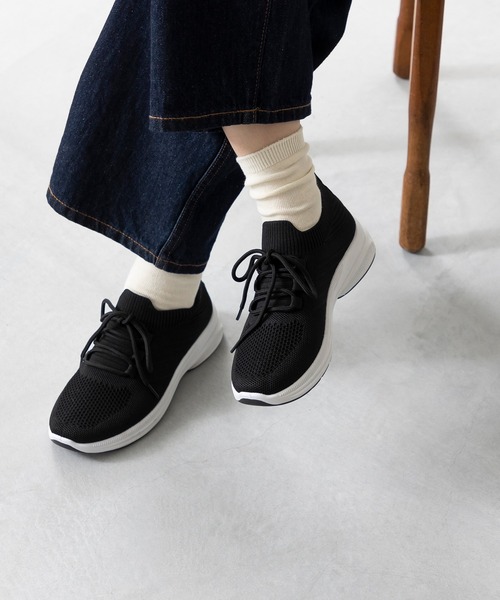 welleg（ウェレッグ）の「やわらかフィット ニットスニーカー（スニーカー・レディース・ブラック系その他2・36/37/38/39/40/41）」の15枚目の写真