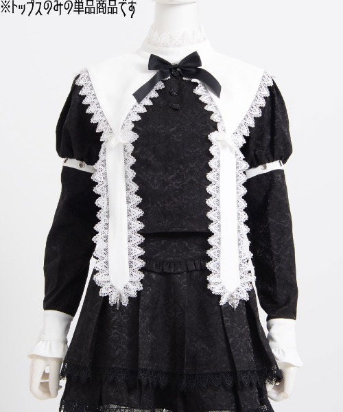 ililil（イルイルイル）の「『ililil/イルイルイル』【ゴシック地雷ちゃんとっぷす】十字架チャーム付きシスター風襟長袖ブラウス（シャツ/ブラウス・レディース・ブラック・FREE）」の8枚目の写真