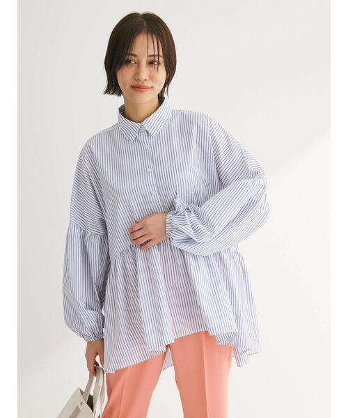 ELENCARE DUE（エレンカーレデュエ）の「・ELENCARE　DUE　ギャザーキリカエチュニック（チュニック・レディース・ベージュ/サックスブルー/オフホワイト・FREE）」の7枚目の写真