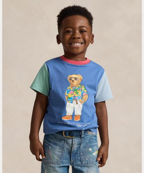 POLO RALPH LAUREN CHILDRENSWEAR(ポロ ラルフ ローレン チルドレンズウェア)の「Polo ベア カラーブロック コットン Tシャツ(Tシャツ/カットソー・キッズ・マルチ・7/6/4/3)」の1枚目の写真