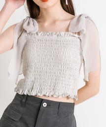 OLIVE des OLIVE | 肩リボンシャーリングキャミソール　1041060650(キャミソール)