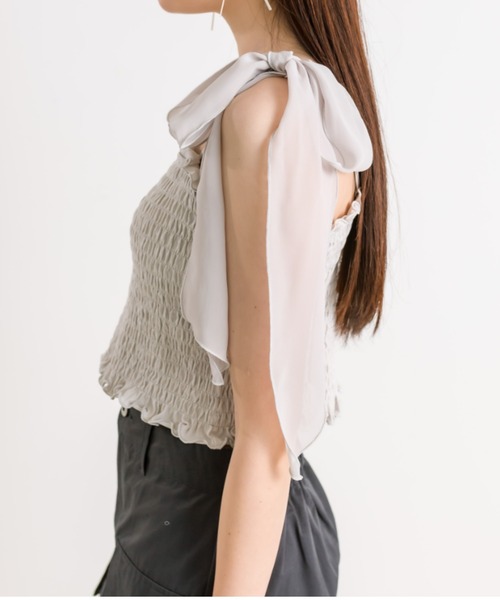 OLIVE des OLIVE（オリーブデオリーブ）の「肩リボンシャーリングキャミソール（パットあり）　1041060650（キャミソール・レディース・ライトグレー/ブラック/オフホワイト・FREE）」の22枚目の写真