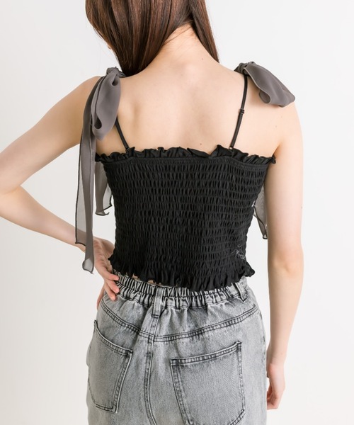 OLIVE des OLIVE（オリーブデオリーブ）の「肩リボンシャーリングキャミソール（パットあり）　1041060650（キャミソール・レディース・ライトグレー/ブラック/オフホワイト・FREE）」の13枚目の写真